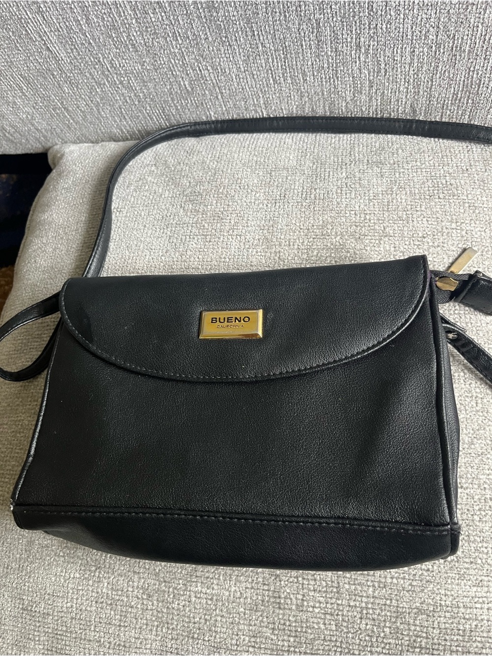 Bueno Black Crossbody with Gold Accent Plaque